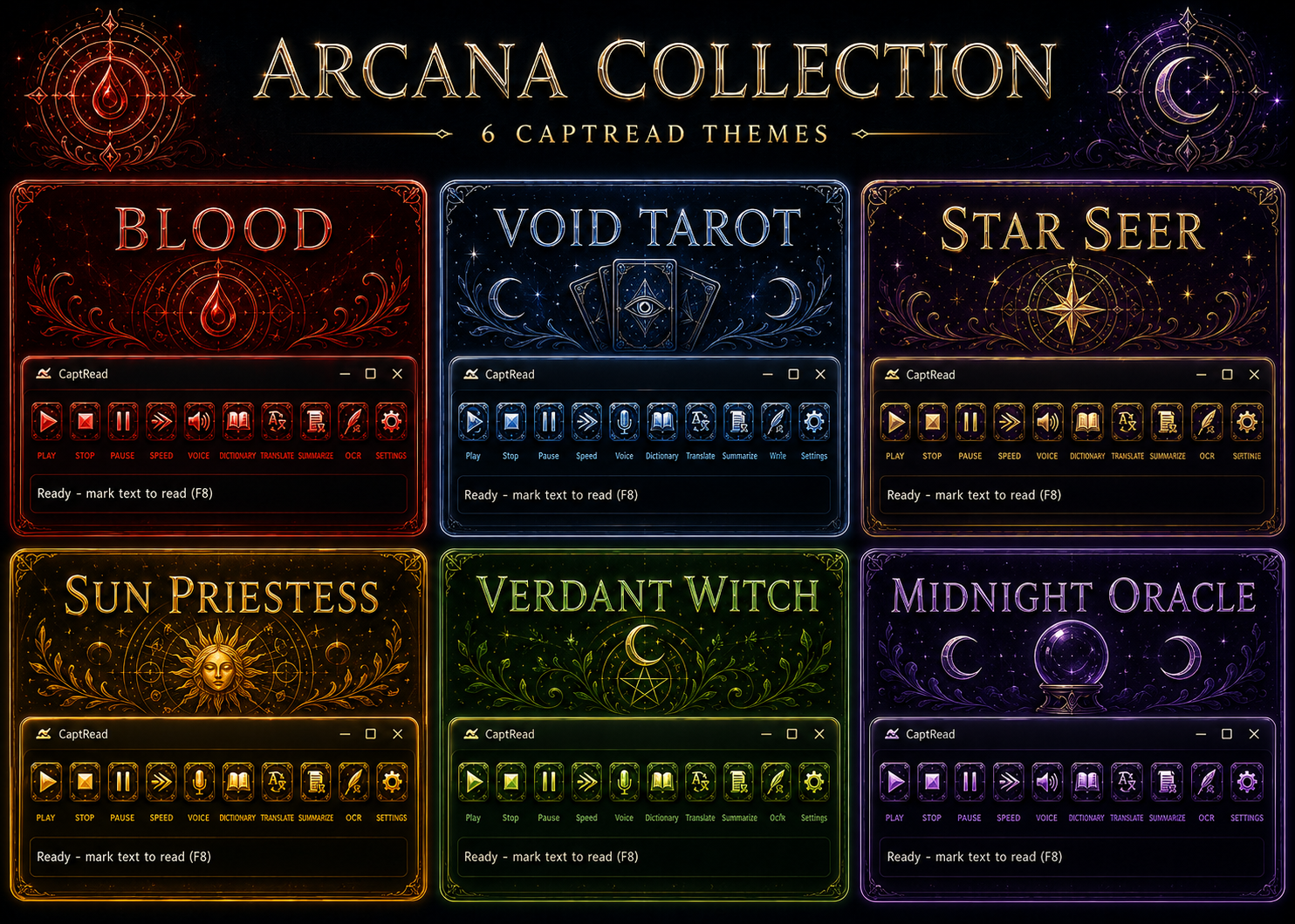 Arcana Collection — 6 CaptRead themes
