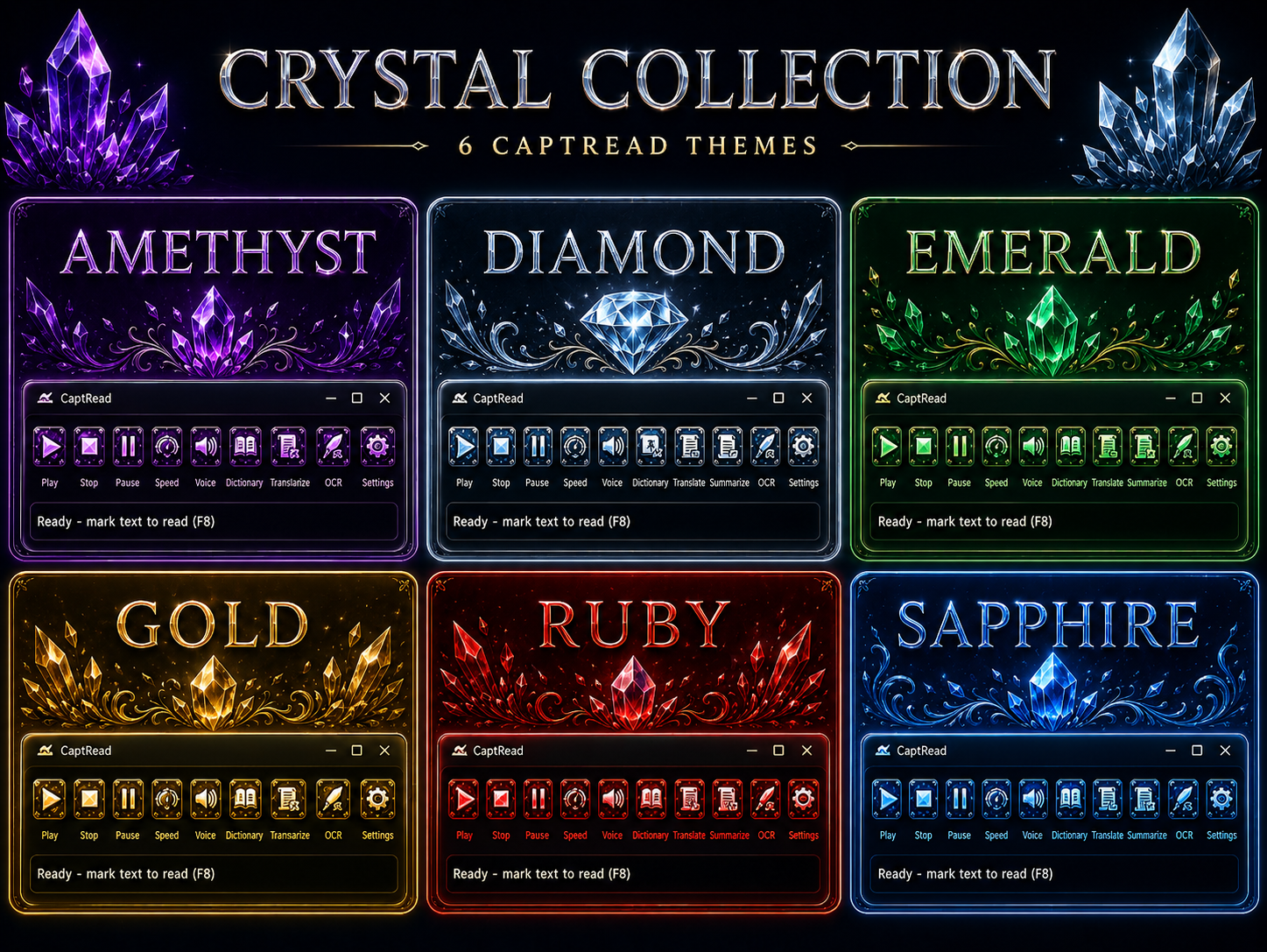 Crystal Collection — 6 CaptRead themes