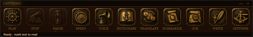 CaptRead toolbar in the Pirate theme